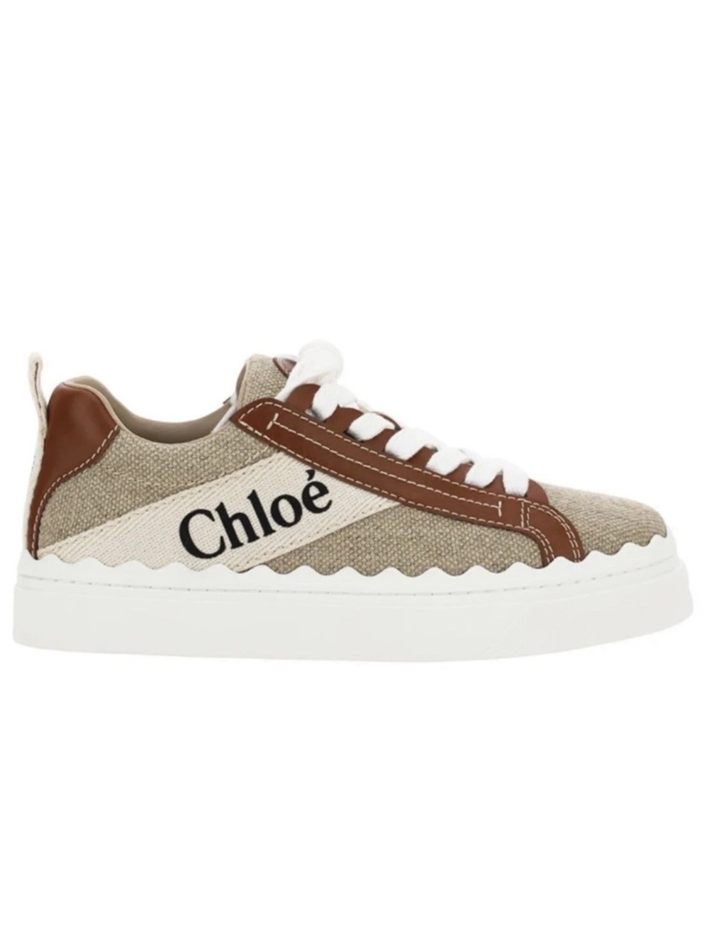 $650 Chloe Lauren Sneakers White And Brown Size 41 EU/ US 11